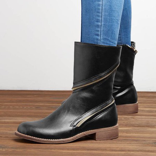 Women Distressed Ankle Boots Pointed Western Style Leather Boots