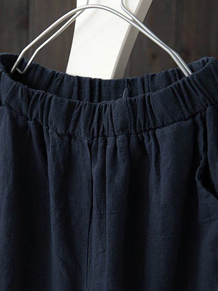 Women Plus Size Linen Solid Casual Pants