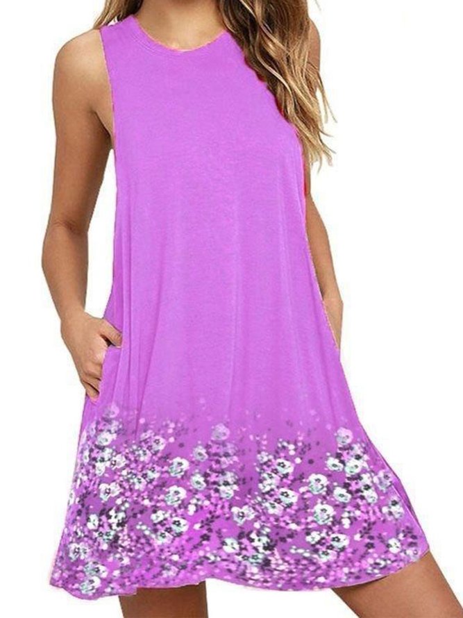 Crew Neck Women Summer Weaving Dress Shift Casual CottonBlend Weaving