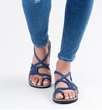 JFN  Plus Size Women Sandals Handmade Beach Flat Sandals