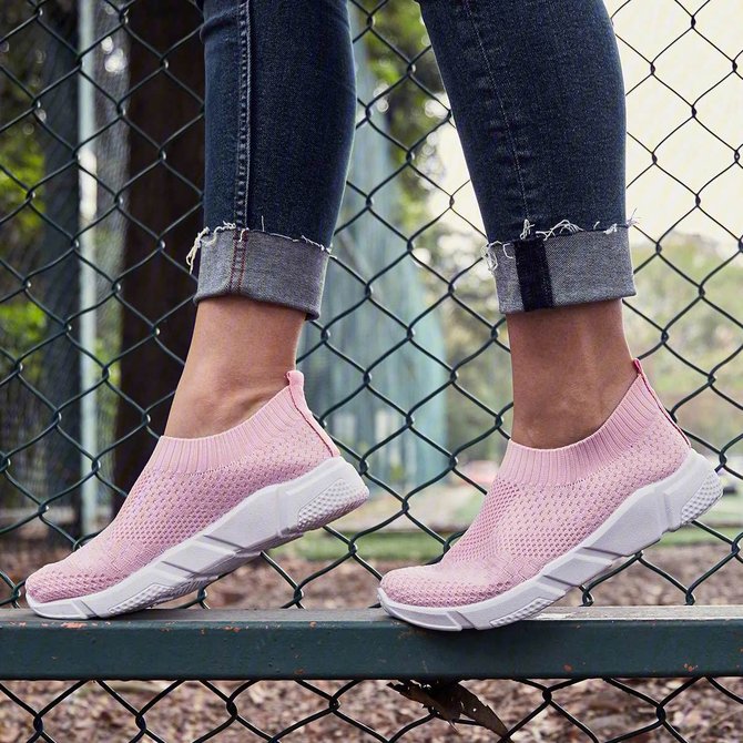 breathable elastic cloth sneakers platform slip on sneakers