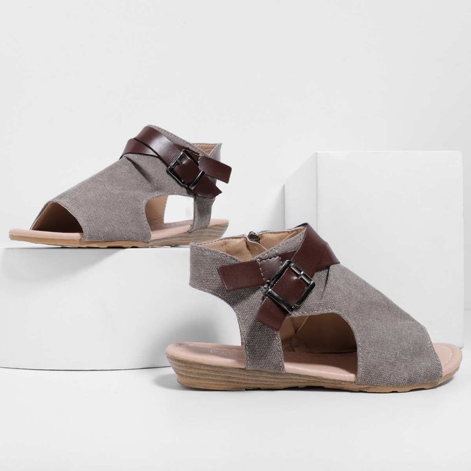 Women Plus Size Denim Cloth Adjustable Buckle Sandals