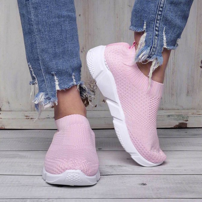 JFN Breathable Elastic Cloth Sneakers Platform Slip On Sneakers | Women ...