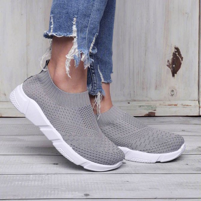 breathable elastic cloth sneakers platform slip on sneakers