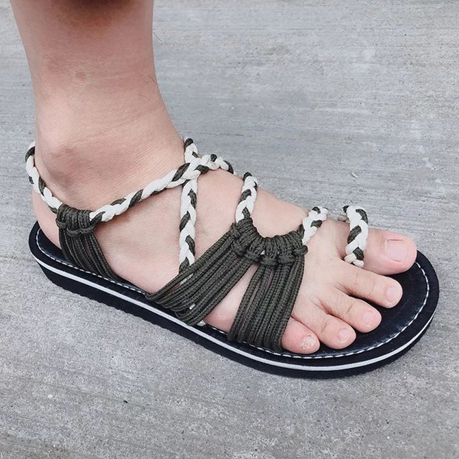 JFN  Plus Size Women Sandals Handmade Beach Flat Sandals
