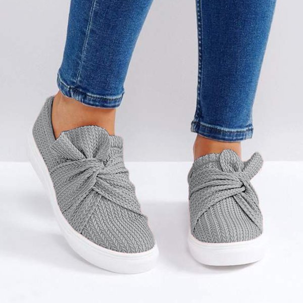 knitted twist slip on sneakers
