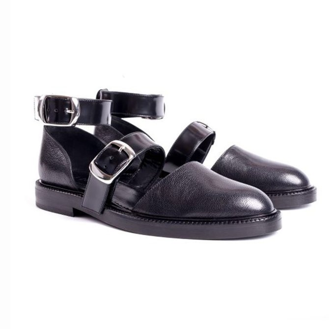 2019 Fashion Trends Low Heel Pink Color block Buckle Flats