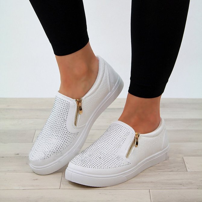 New Womens Casual Sneakers Flat Slip On 