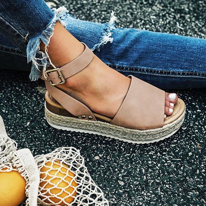 buckle platform sandals