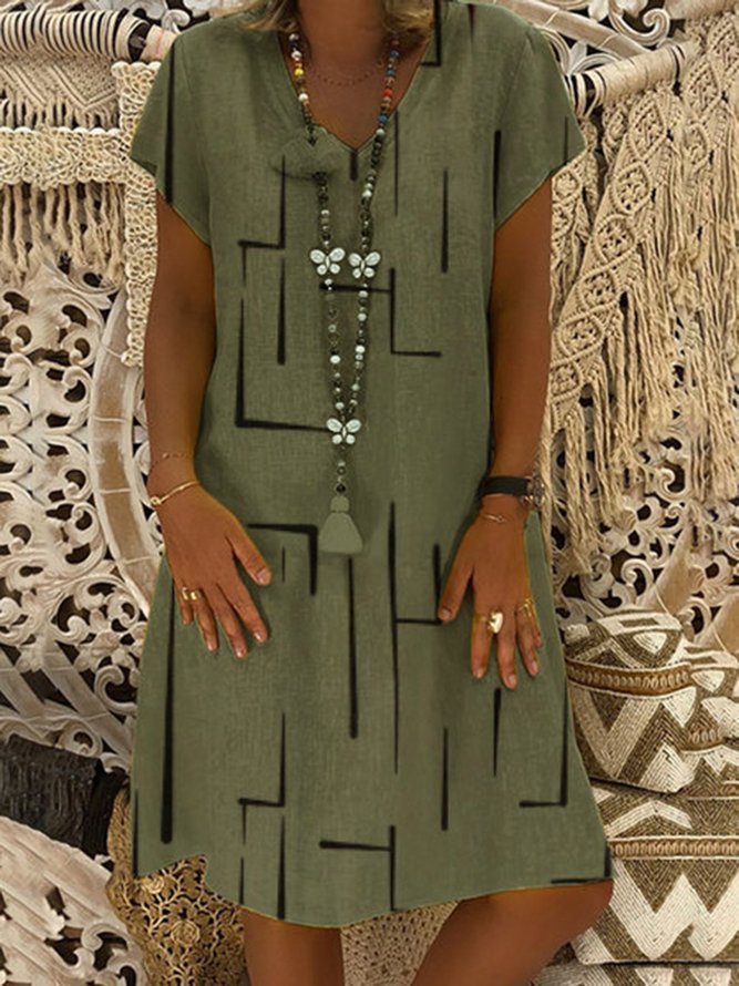 Short Sleeve Solid Casual Shift Knitting Dress