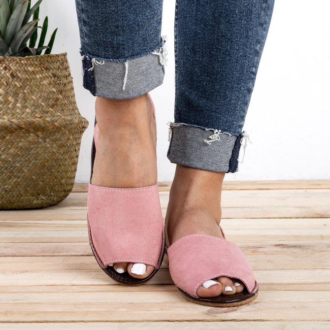 JFN  Summer Women Flip FlopArtificial Suede Peep Plus Size Toe Slip on Sandals