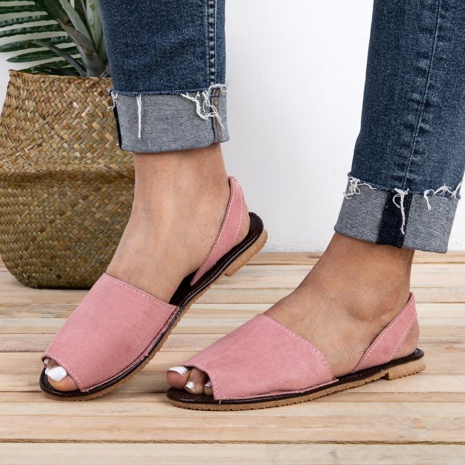 JFN  Summer Women Flip FlopArtificial Suede Peep Plus Size Toe Slip on Sandals