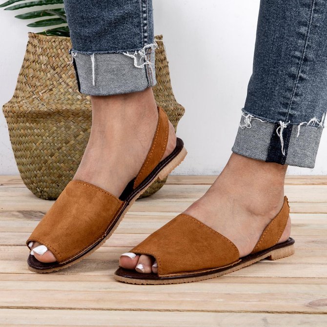 JFN  Summer Women Flip FlopArtificial Suede Peep Plus Size Toe Slip on Sandals