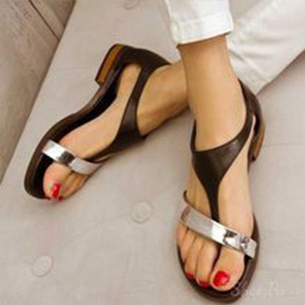 JFN  Women Daily Low Heel Panel Sandals