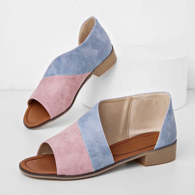 JFN  Women Daily Low Heel Panel Sandals