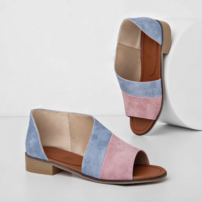 JFN  Women Daily Low Heel Panel Sandals