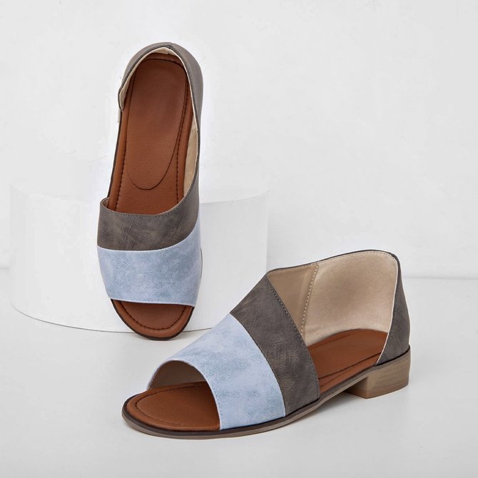 JFN  Women Daily Low Heel Panel Sandals
