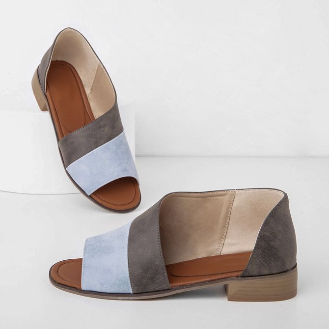 JFN  Women Daily Low Heel Panel Sandals
