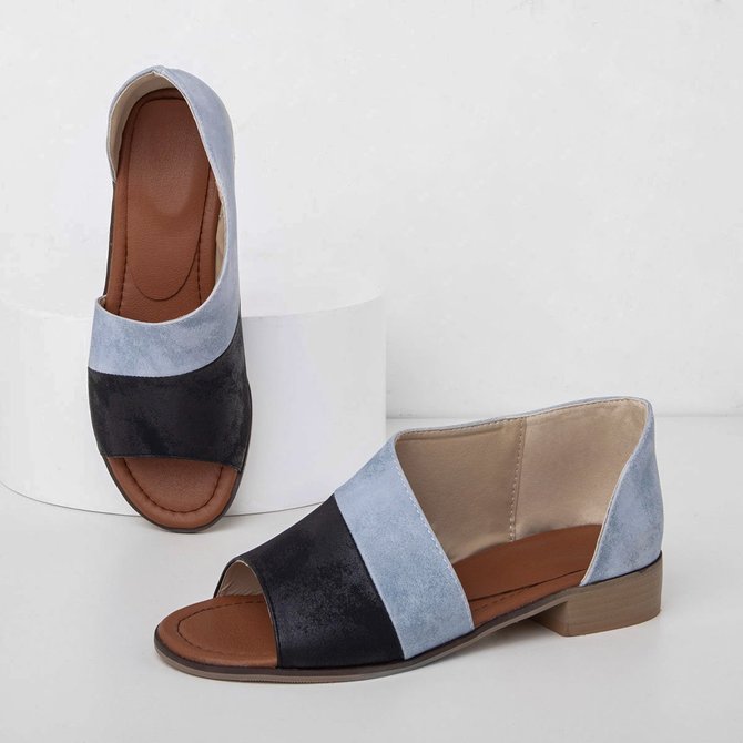JFN  Women Daily Low Heel Panel Sandals