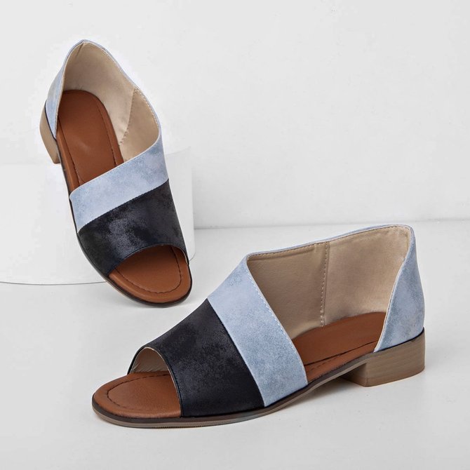 JFN  Women Daily Low Heel Panel Sandals