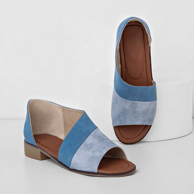 JFN  Women Daily Low Heel Panel Sandals