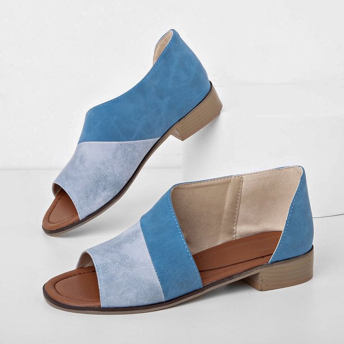JFN  Women Daily Low Heel Panel Sandals