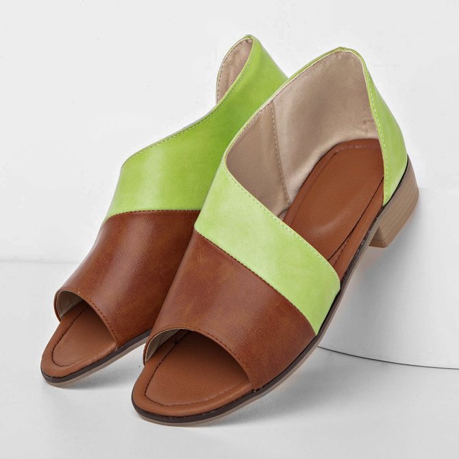 JFN  Women Daily Low Heel Panel Sandals