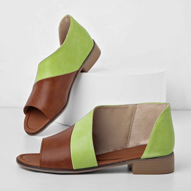 JFN  Women Daily Low Heel Panel Sandals