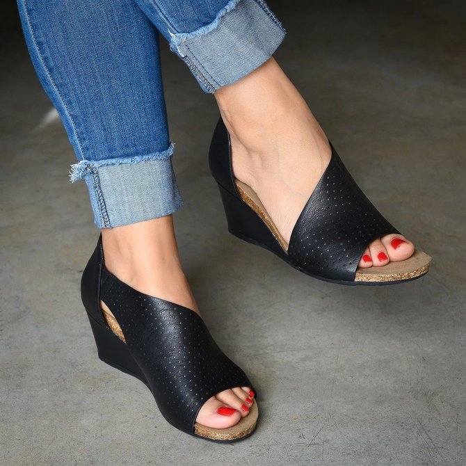 Cut-outs Slip On Wedges Sandals | Women 