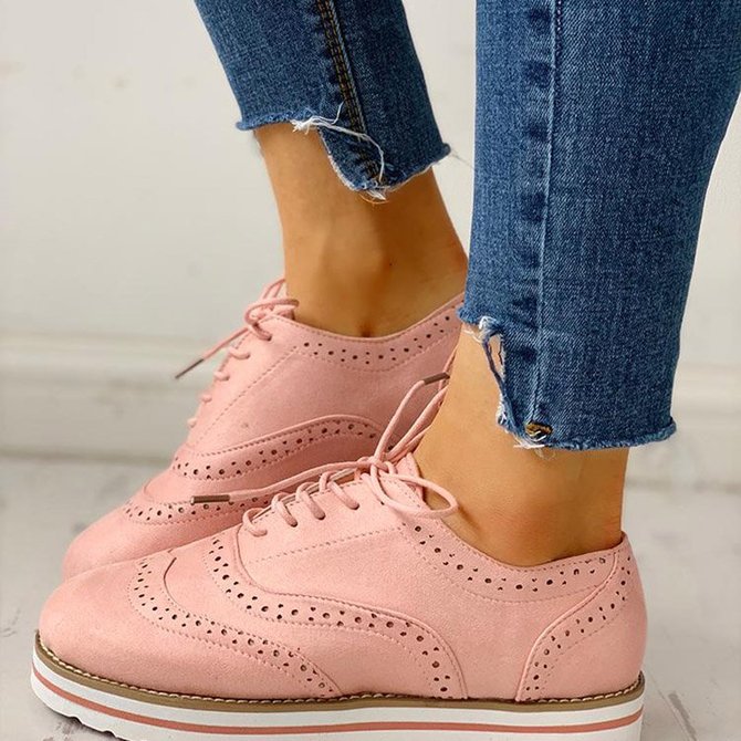 JFN Women's Lace Up Perforated Oxfords Shoes Casual Shoes