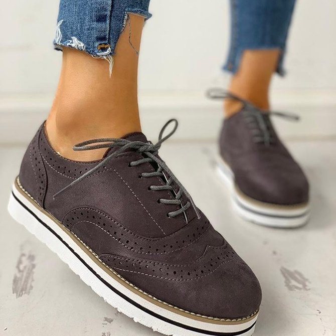 JFN Women's Lace Up Perforated Oxfords Shoes Casual Shoes