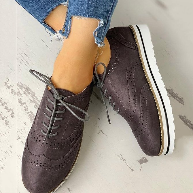 JFN Women's Lace Up Perforated Oxfords Shoes Casual Shoes