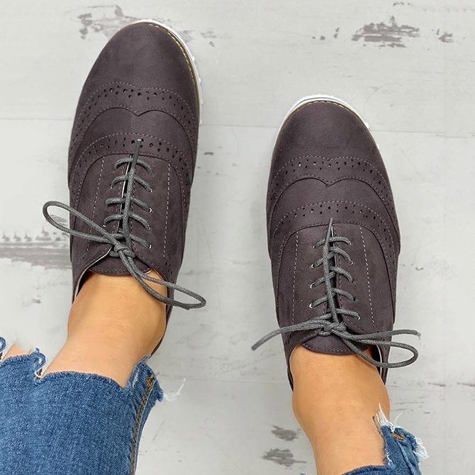 JFN Women's Lace Up Perforated Oxfords Shoes Casual Shoes