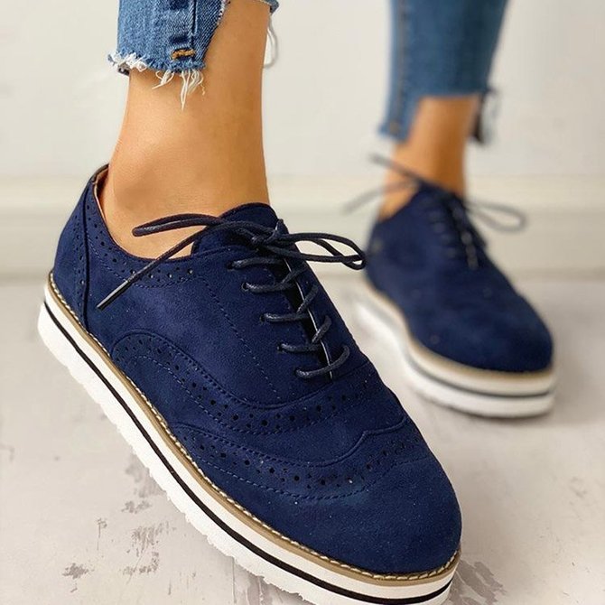 JFN Women's Lace Up Perforated Oxfords Shoes Casual Shoes