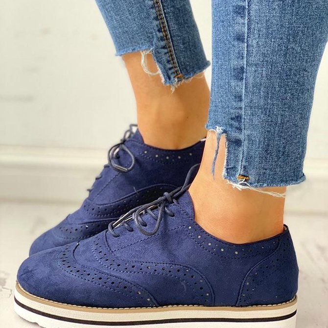 JFN Women's Lace Up Perforated Oxfords Shoes Casual Shoes