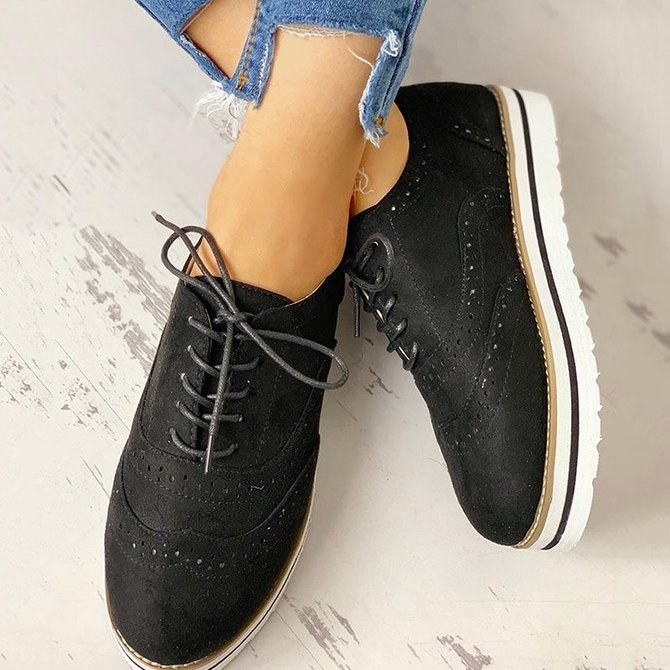 JFN Women's Lace Up Perforated Oxfords Shoes Casual Shoes