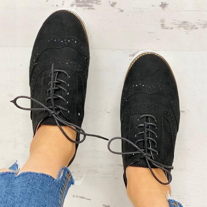 JFN Women's Lace Up Perforated Oxfords Shoes Casual Shoes
