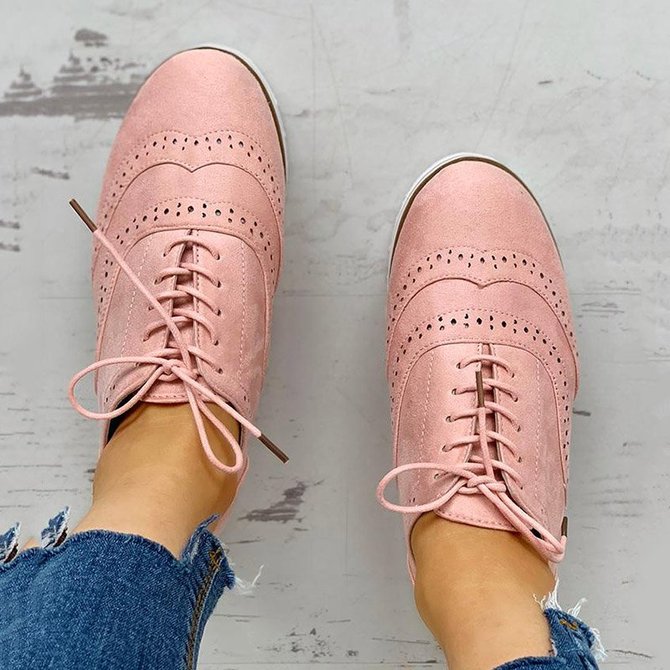 JFN Women's Lace Up Perforated Oxfords Shoes Casual Shoes