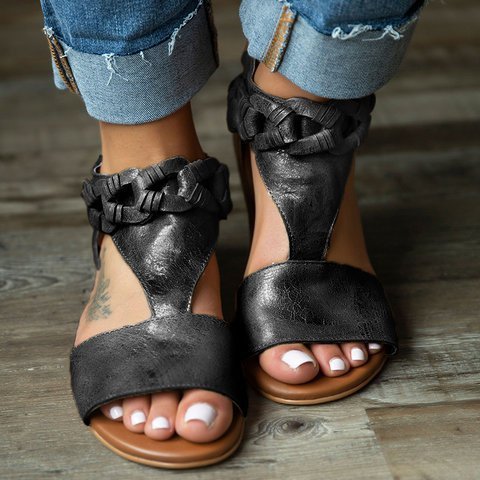 pu flat heel sandals