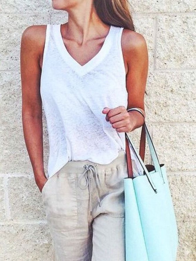 JFN V Neck Solid Basic Top