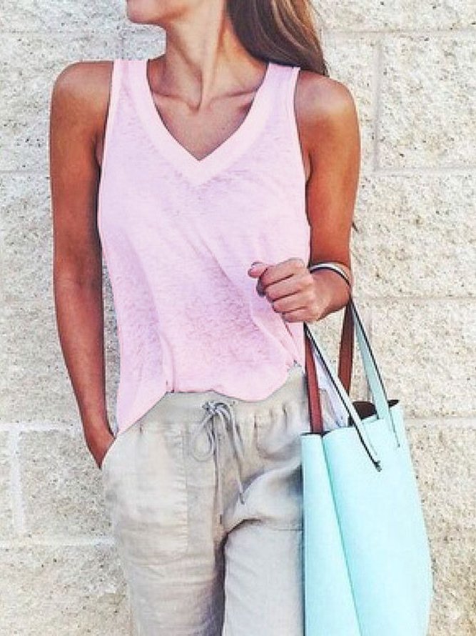 JFN V Neck Solid Basic Top