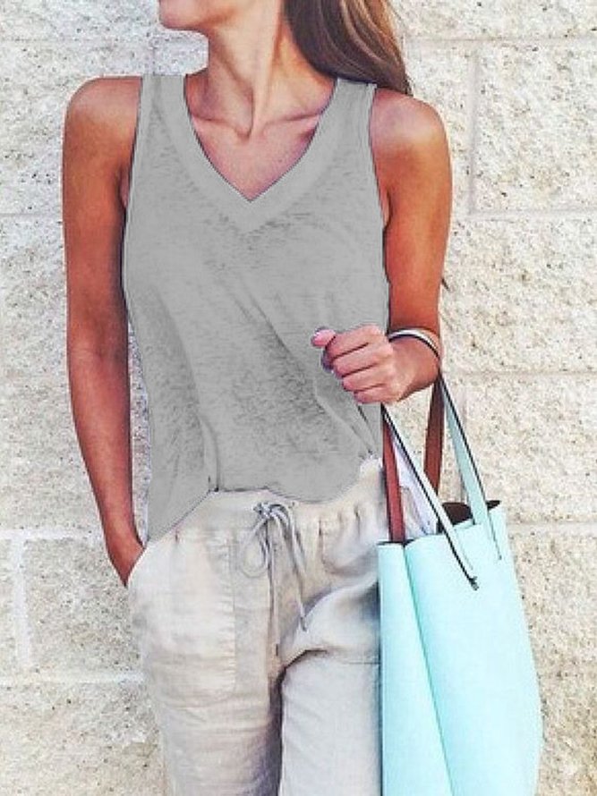 JFN V Neck Solid Basic Top