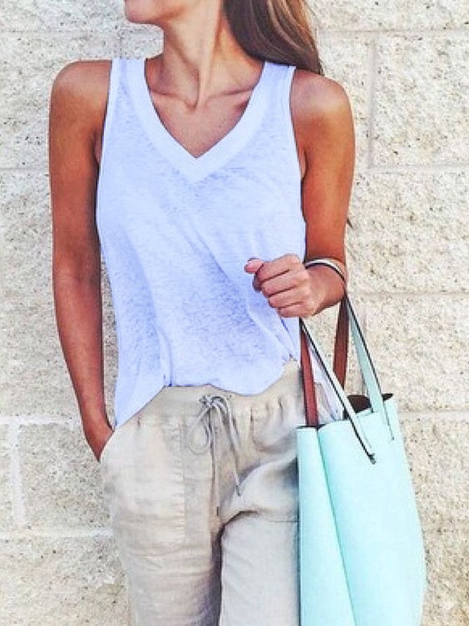 JFN V Neck Solid Basic Top