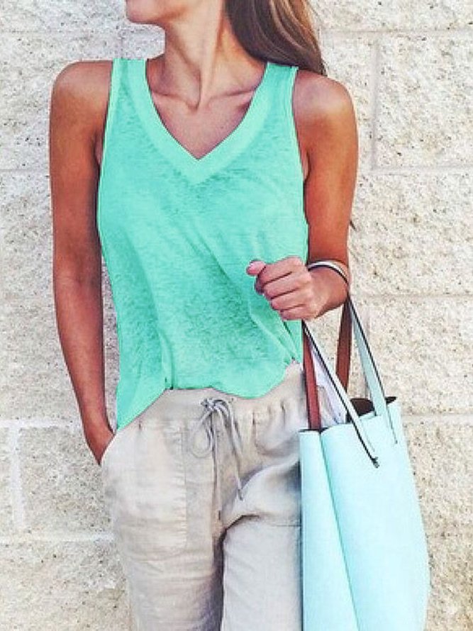 JFN V Neck Solid Basic Top