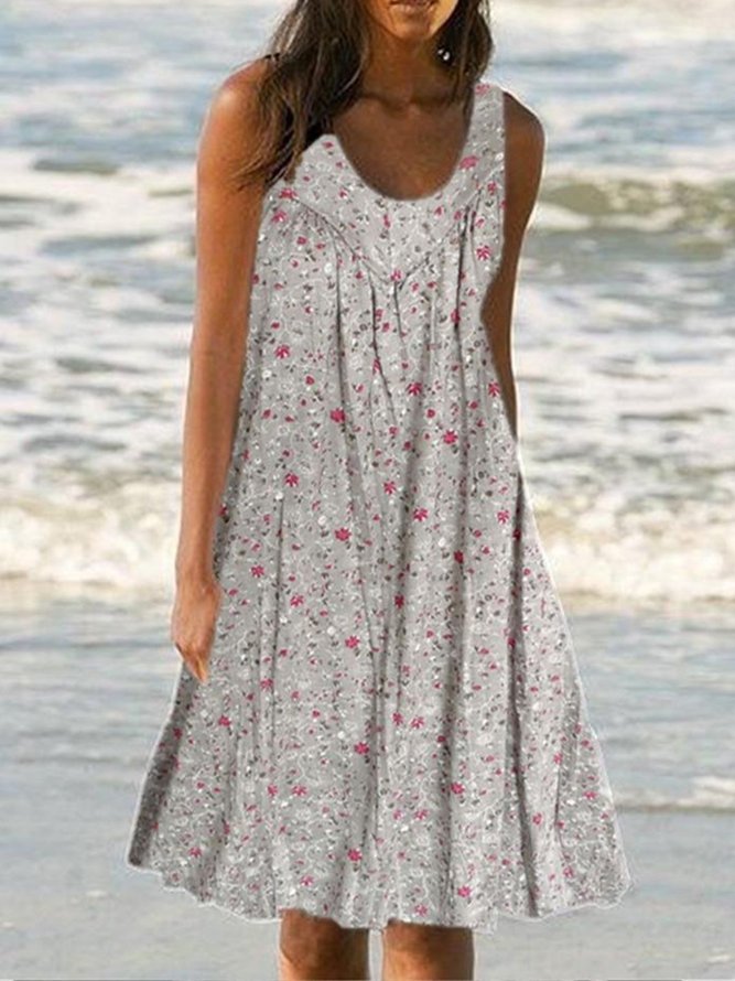 Plus Size Floral Print Beach Women Summer Midi Dresses justfashionnow