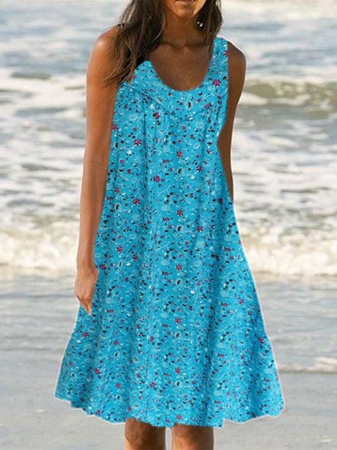 Plus Size Floral Print Beach Women Summer Midi Dresses | justfashionnow