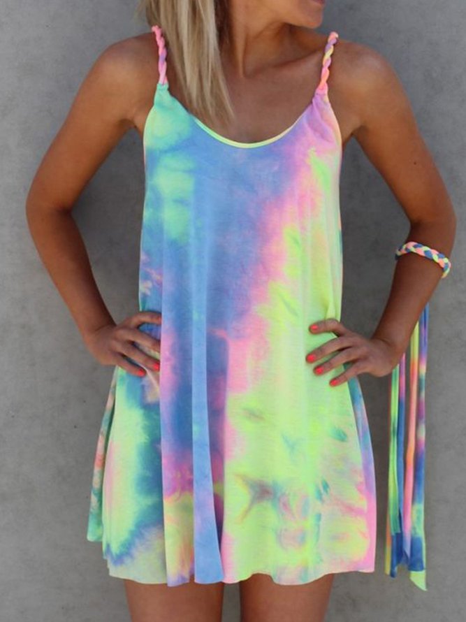 Women Casual Colorful Tie Dye Mini Dresses