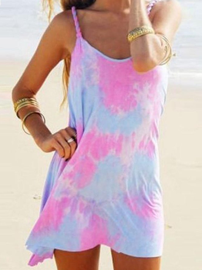 Women Casual Colorful Tie Dye Mini Dresses