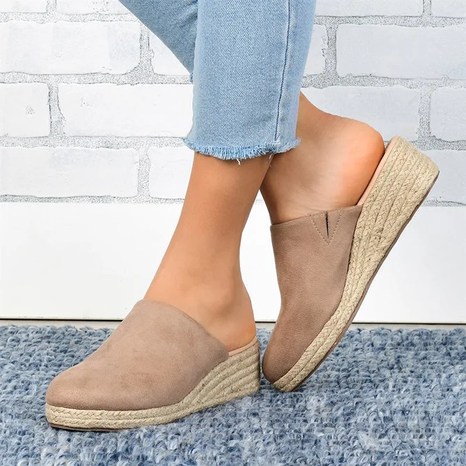 Mule Espadrille Wedges PU Closed Toe Women Sandals | Women Shoes