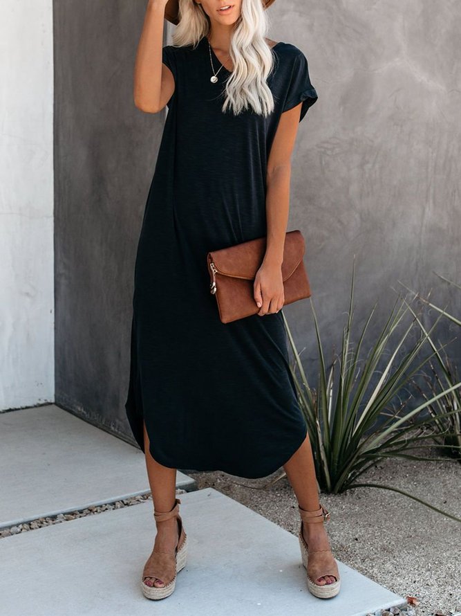 Casual Solid Short Sleeve Dresses